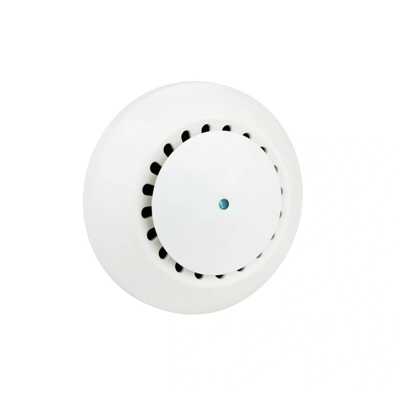 hdl-masla-2c-lux-air-quality-sensor-front-alternate-03 سنسور کیفیت هوا HDL مدل MASLA.2C با بدنه گرد سفید، دریچههای پیرامون بخش مرکزی و طراحی مخصوص نصب سقفی
