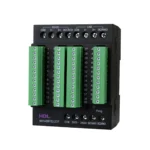 کنترلر اتاق هتل HDL مدل MH48IP/D.231 با بدنه مشکی، ترمینال‌های متعدد ورودی و خروجی، پورت RJ45 و رابط Buspro