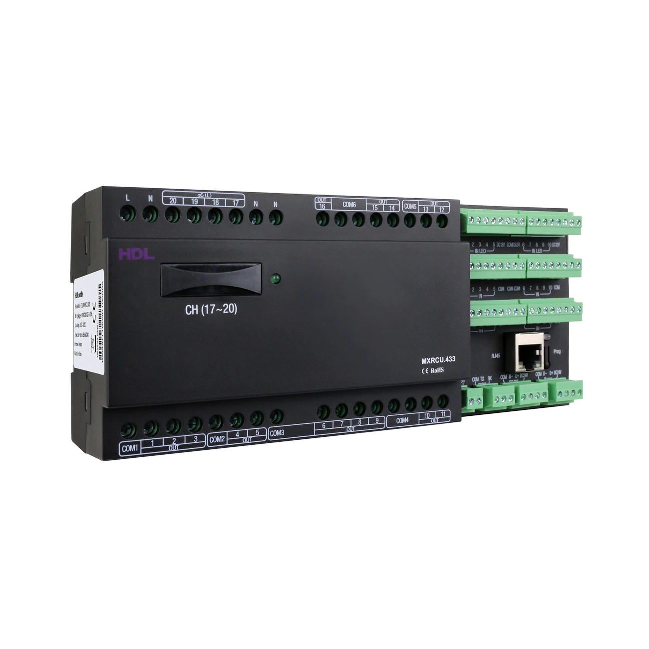 hdl-mhrcu-433-hotel-room-controller-front-left-02 ماژول میکس ۲۲ کانال HDL مدل MHRCU.433