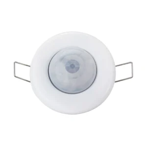 سنسور حرکتی HDL مدل MSP02.4C با بدنه گرد سفید، لنز PIR در مرکز و گیره‌های فنری مخصوص نصب توکار سقفی