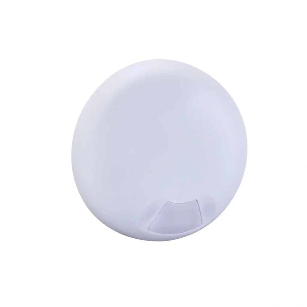 سنسور داپلر سقفی HDL مدل MSW01.4C با بدنه گرد سفید، بخش حسگر مایکروویو در نمای جلو و طراحی مخصوص نصب سقفی