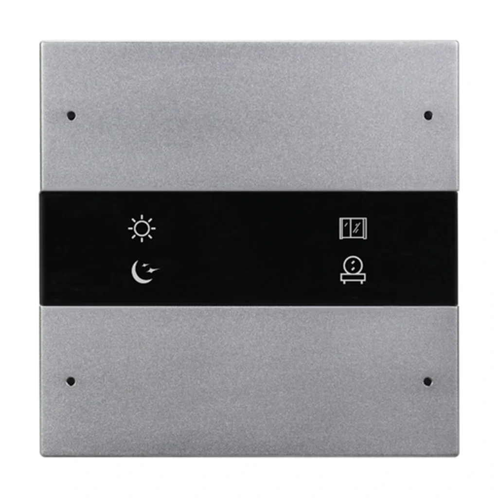کلید فلزی چهار پل HDL Granite مدل MP4C.48 با چهار کلید فشاری فلزی و لیبل‌های قابل شخصی‌سازی