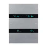کلید فلزی شش پل US مدل HDL Granite MP6C.46 با پنل عمودی، شش کلید فشاری فلزی و لیبل‌های قابل شخصی‌سازی