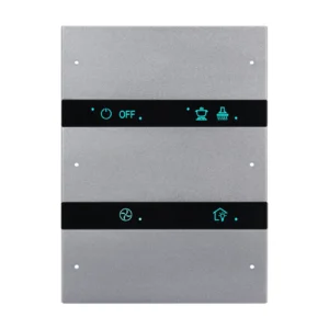 کلید فلزی شش پل US مدل HDL Granite MP6C.46 با پنل عمودی، شش کلید فشاری فلزی و لیبل‌های قابل شخصی‌سازی