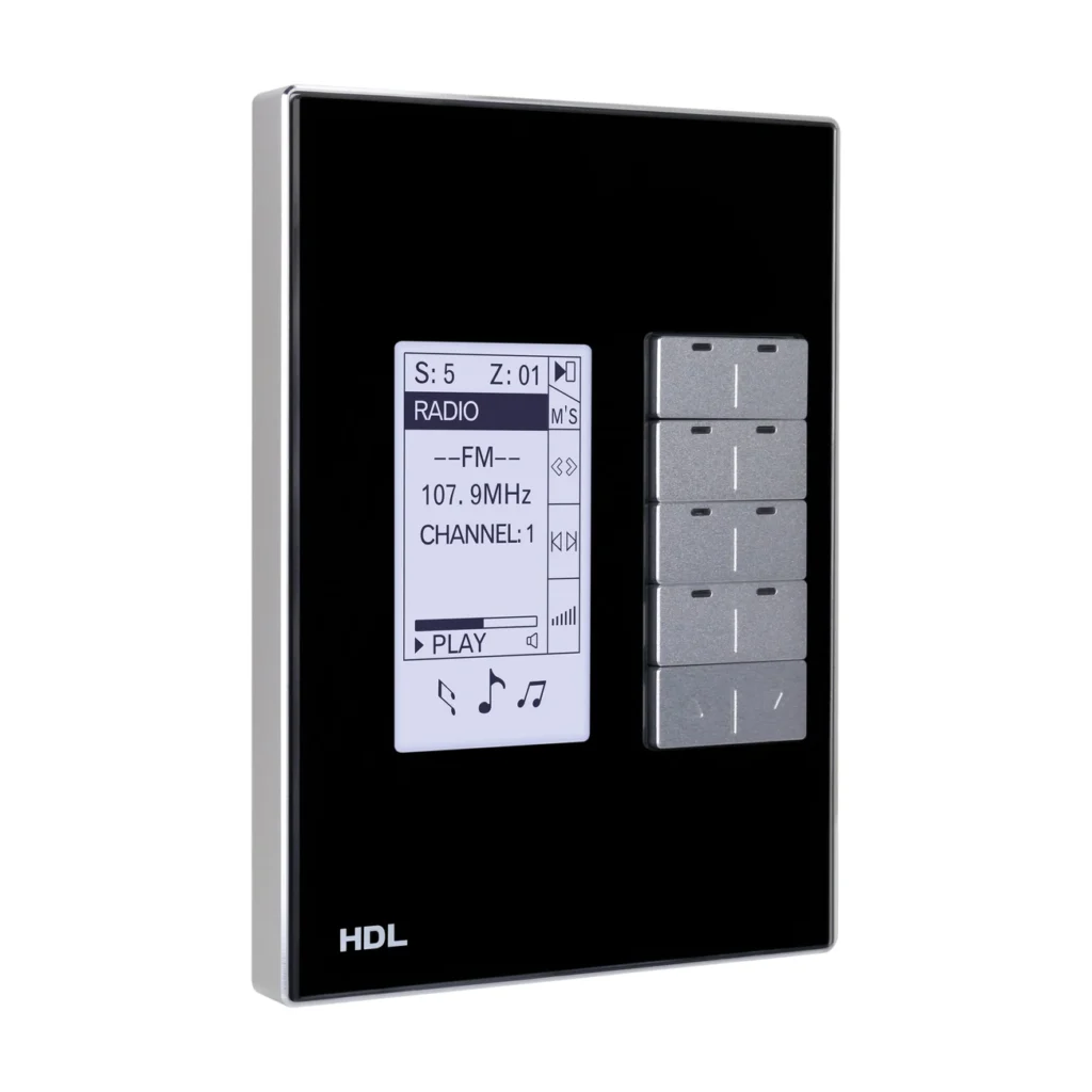 پنل هوشمند ۸ کلید HDL مدل MPL8.46-A با نمایشگر LCD و کلیدهای کنترلی