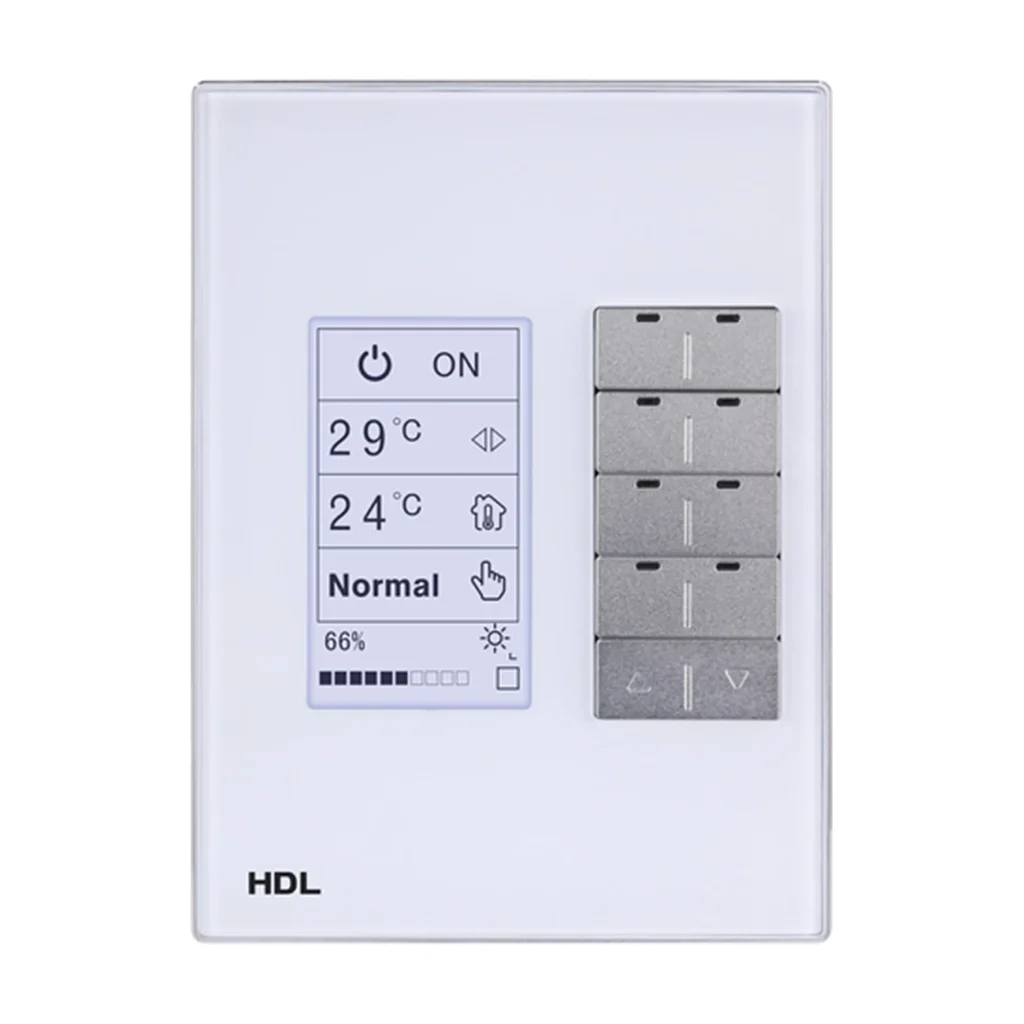 کلید هوشمند ۸ پل HDL مدل MPL8.46-A با نمایشگر LCD و ۸ کلید فلزی کنترلی