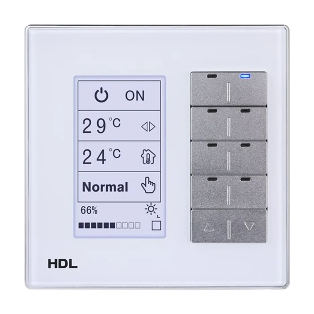 پنل هوشمند ۸ کلید HDL مدل MPL8.48-A با نمایشگر LCD و کلیدهای کنترلی