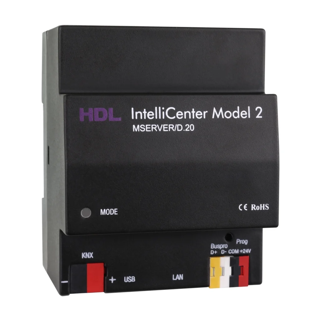 سرور هوشمند Buspro و KNX برند HDL مدل MSERVER/D.20 با رابط‌های KNX، HDL Buspro، USB و شبکه RJ45