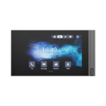 مانیتور هوشمند Akuvox S562W با نمایشگر لمسی ۷ اینچی، قاب مستطیلی مشکی و رابط کاربری آیفون تصویری روی صفحهنمایش