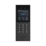 آیفون تصویری Akuvox X912K با بدنه تیره، نمایشگر لمسی ۴ اینچی، دوربین و صفحه‌کلید عددی فیزیکی