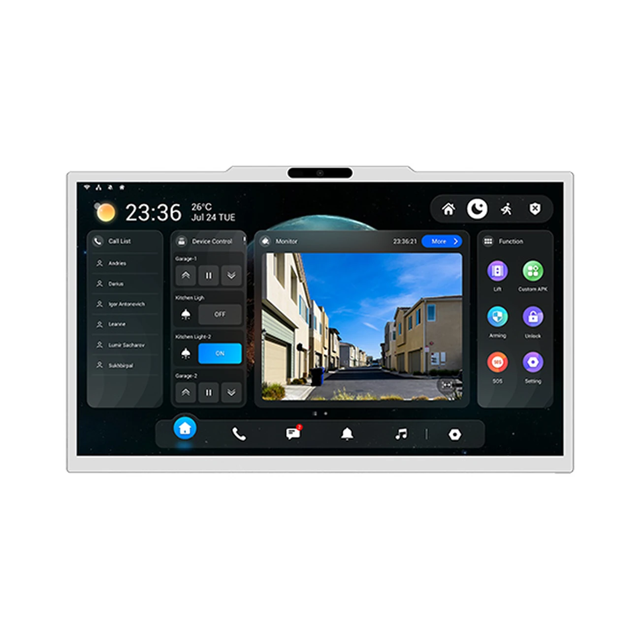 akuvox-x937-front-01 مانیتور هوشمند Akuvox X937 با نمایشگر لمسی بزرگ ۱۵.۶ اینچی، قاب سفید باریک و صفحه نمایش چند تصویر دوربین مداربسته