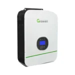 اینورتر خورشیدی ۳ کیلووات Growatt مدل SPF 3000TL LVM-ES با بدنه سفید، پنل جلویی مشکی، نمایشگر و کلیدهای کنترلی