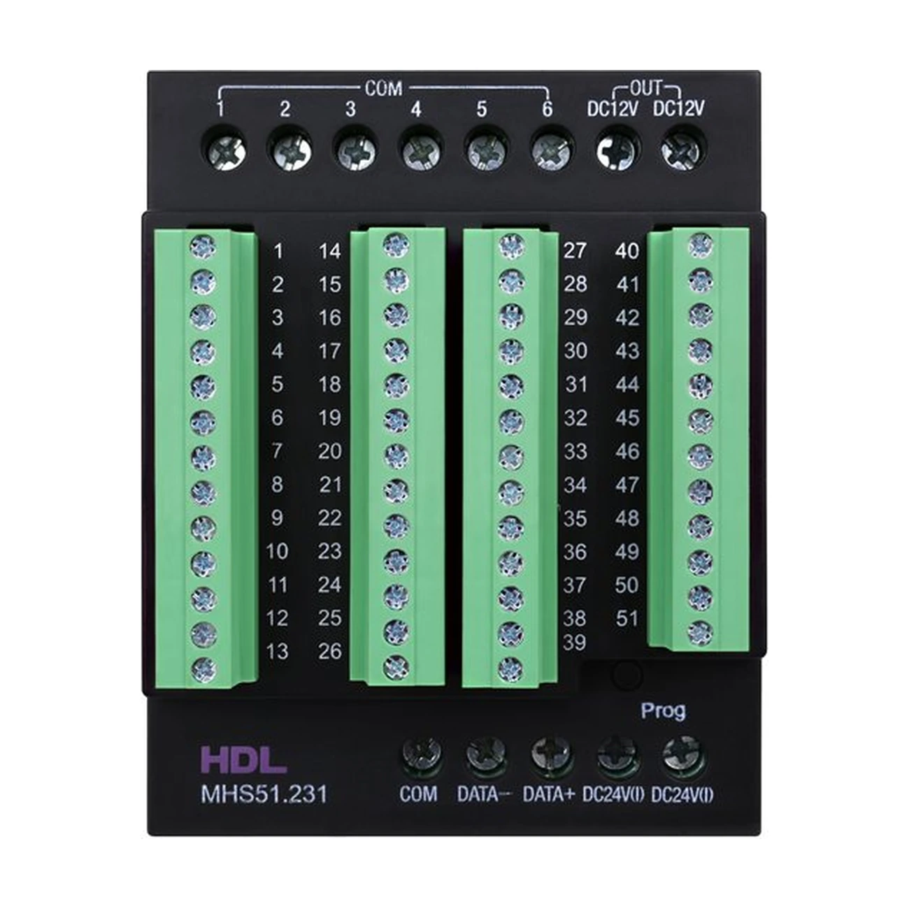 hdl-mhs51-231-51-channel-dry-contact-module-product-view-05 ماژول Dry Contact پنجاه و یک کانال HDL مدل MHS51.231 با ۵۱ ترمینال ورودی و خروجی قابل تنظیم و رابط HDL Buspro