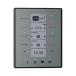 کلید Aurora برند Sentido با نمایشگر LCD، پنل شیشه‌ای و فریم رنگی برای کنترل تجهیزات خانه هوشمند