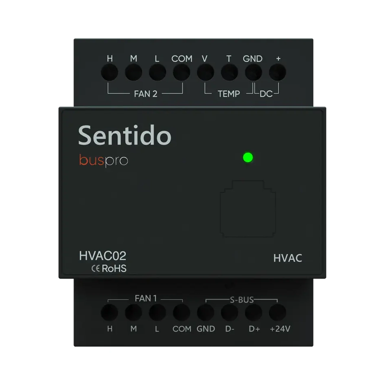 sentido-two-channel-hvac-controller-front-01 رله سیستم سرمایشی HVAC سنتیدو مدل SE-HVAC-02 دوکاناله برای کنترل فن و سیستم تهویه مرکزی ساختمان