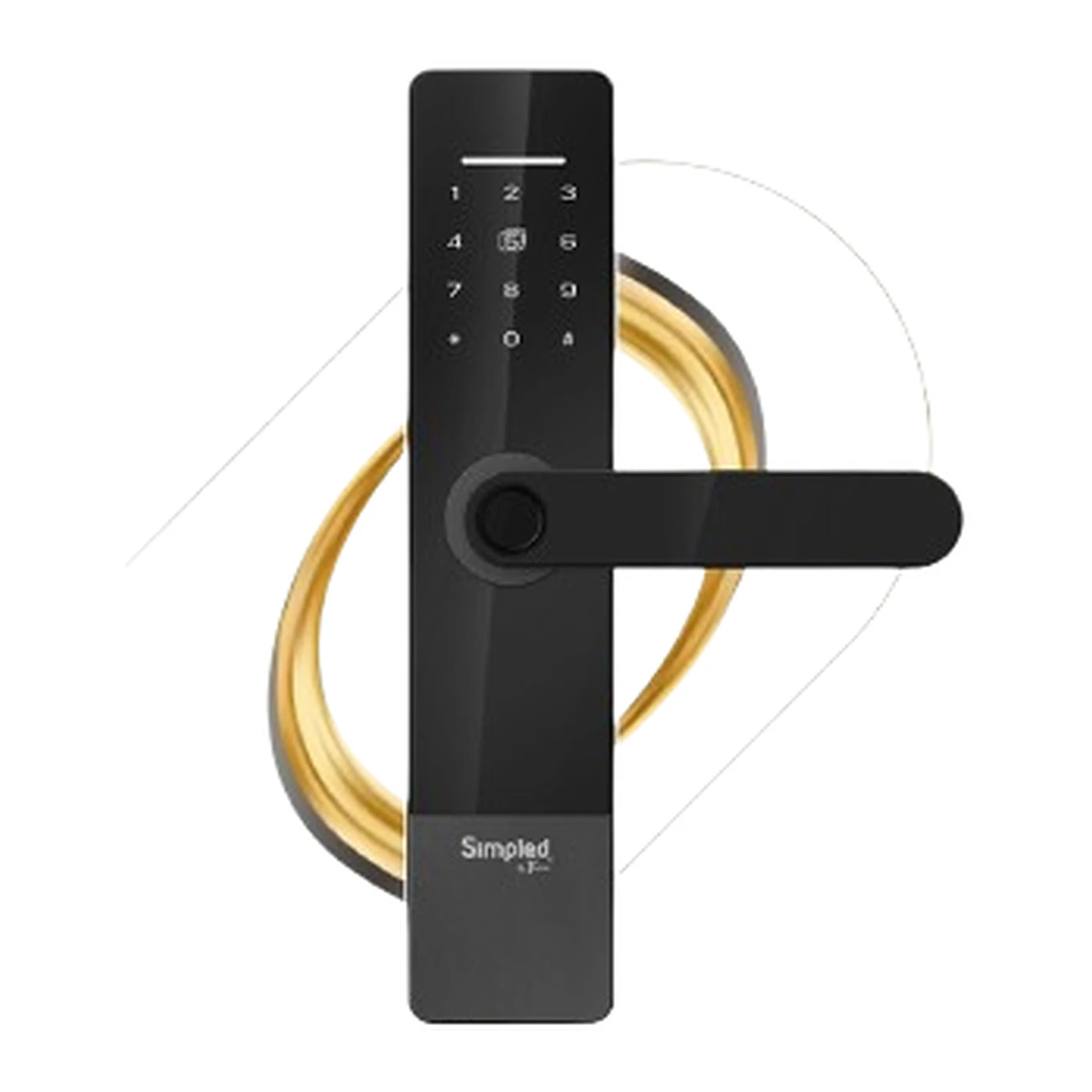 simpled-12f-smart-lock-front-01 دستگیره Simpled مدل 12F مشکی با پنل دیجیتال و دستگیره اهرمی