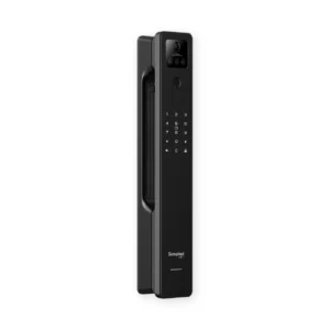 دستگیره هوشمند 50F برند Simpled با تشخیص چهره، حسگر اثر انگشت، چشمی دیجیتال و نمایشگر داخلی ۳٫۹۷ اینچی