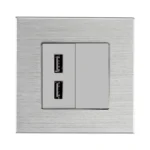 شارژر 1/2 دوبل 2/4 آمپر دیواری با دو پورت USB-A و فریم شیشه‌ای، آلومینیومی یا PVC