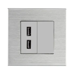شارژر 1/2 دوبل 2/4 آمپر دیواری با دو پورت USB-A و فریم شیشهای، آلومینیومی یا PVC
