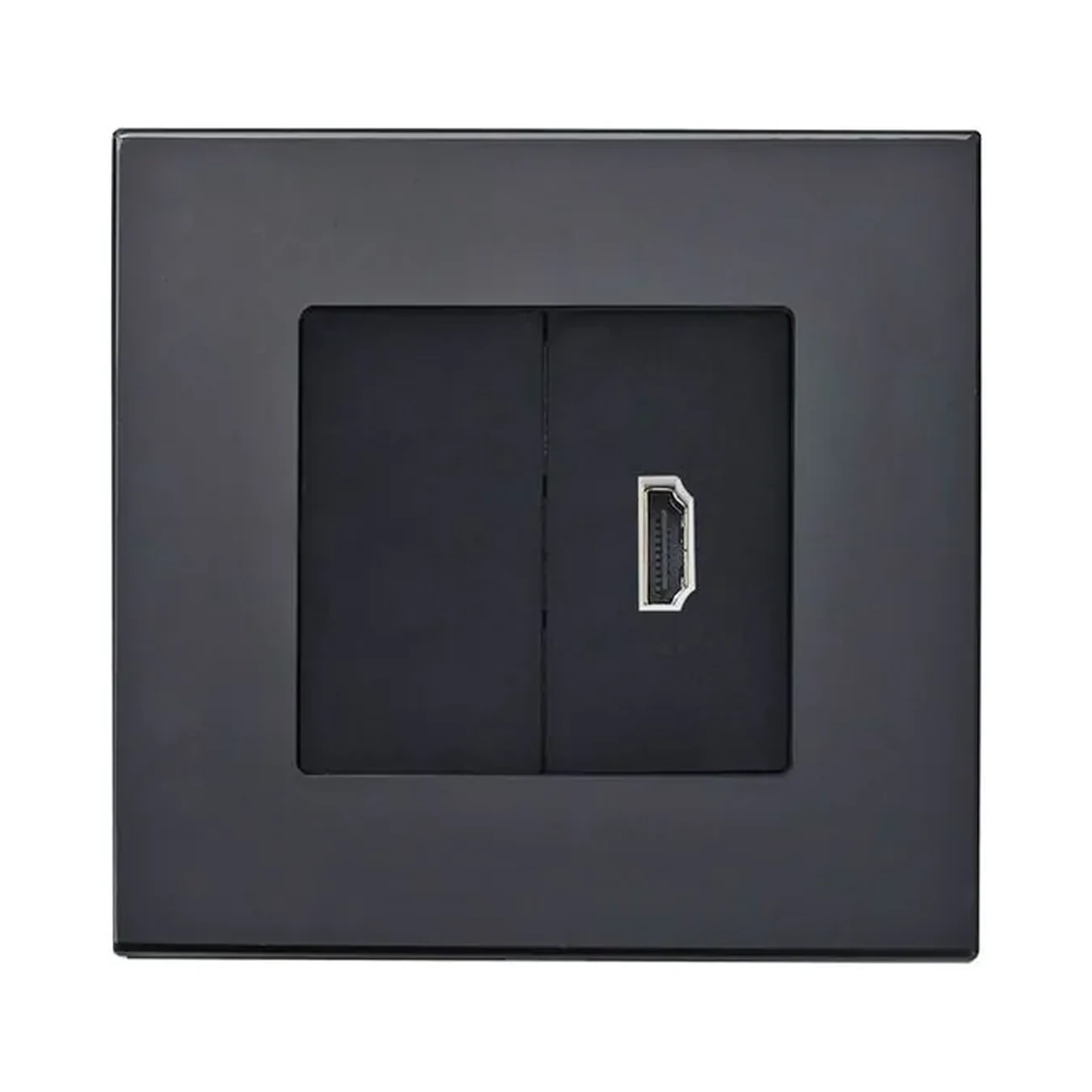 socket-accessory-socket-hdmi-view-04 سوکت HDMI نیمخانه 1/2 با درگاه اتصال کابل HDMI و فریم شیشهای، آلومینیومی یا PVC