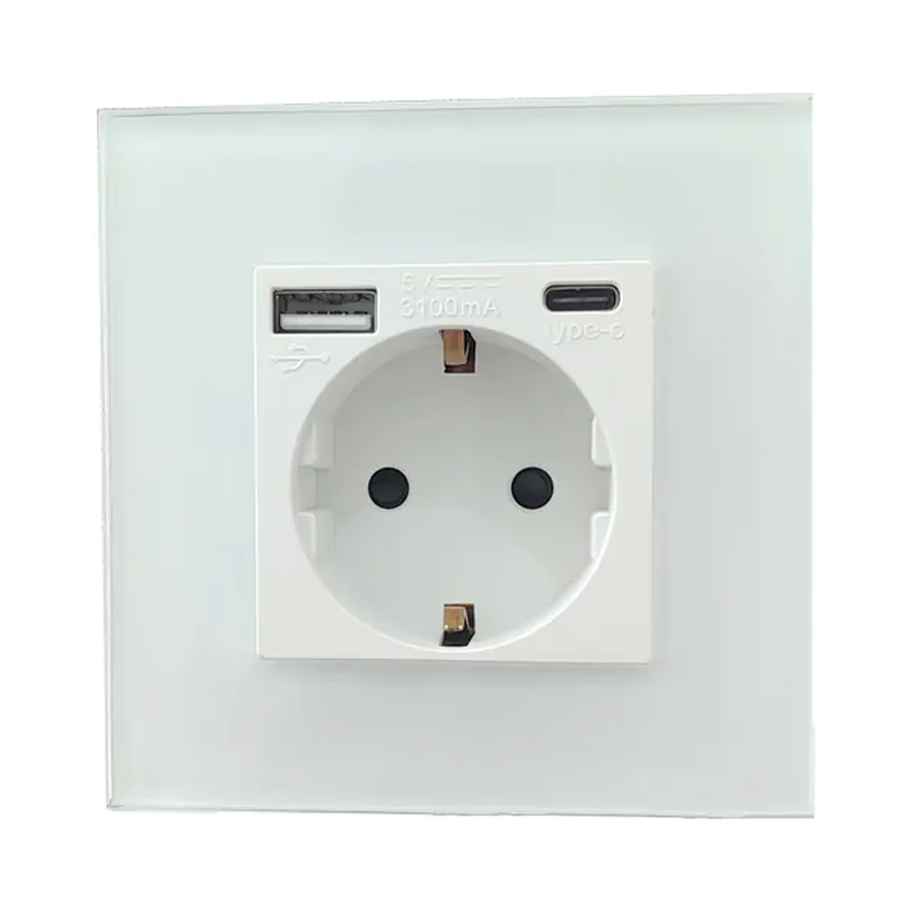 socket-accessory-socket-power-charger-type-c-u-s-b-view-03 پریز برق شارژر تایپ سی یو اس بی با پریز ارتدار و دو درگاه شارژ USB و Type-C