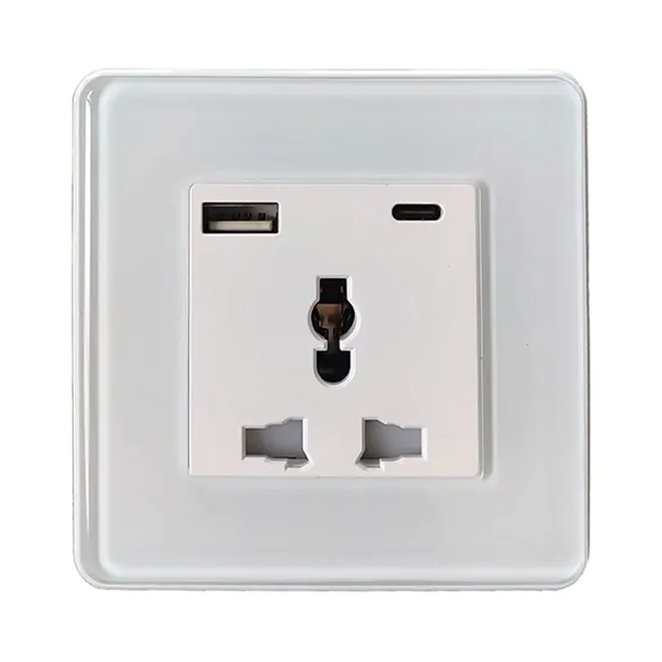 socket-accessory-socket-universal-with-charger-dual-20-watt-a-c-view-01 پریز یونیورسال با شارژر دوبل 20 وات A+C دارای سوکت برق چنداستاندارد و درگاههای USB-A و Type-C
