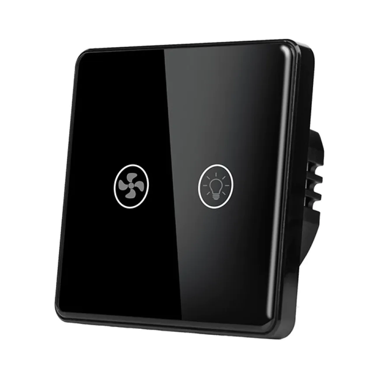 touch-switch-switch-touch-fan-lighting-smart-view-03 کلید لمسی فن و روشنایی هوشمند با پنل کنترلی لمسی و فریم شیشهای یا آلومینیومی