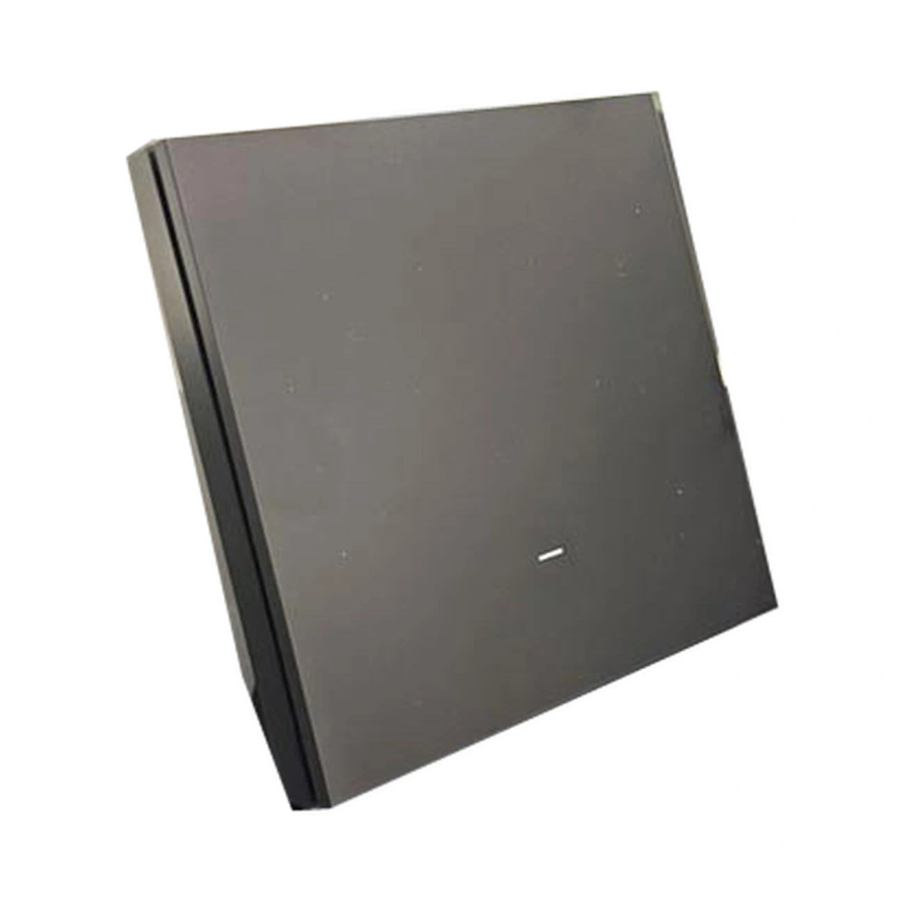 zigbee-piano-switch-1gang-black-angle-02 کلید فشاری پیانویی تک پل با طراحی شیشهای، نور پسزمینه LED، پروتکل Zigbee و کنترل از طریق Tuya و Smart Life، مناسب روشنایی هوشمند ساختمان است.
