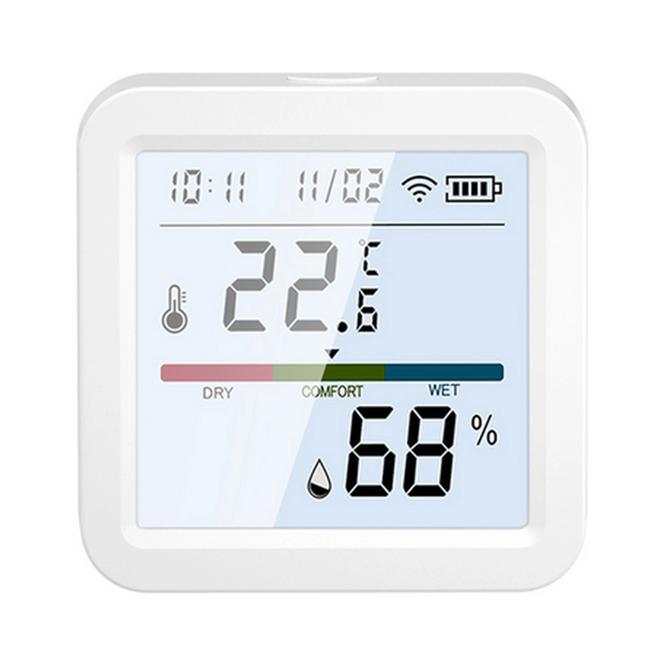 zigbee-temperature-humidity-display-sensor-view-02 سنسور دما و رطوبت با مانیتور سوباتان مجهز به نمایشگر وضعیت دما و رطوبت محیط